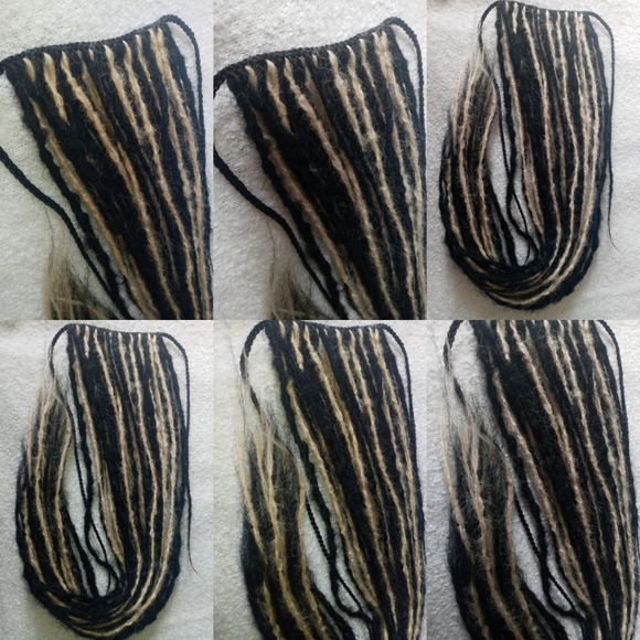Long black platinum blonde lock extensions